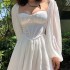 New cross-border women's lantern sleeves OL temperament Slim sexy chiffon pure white dresses