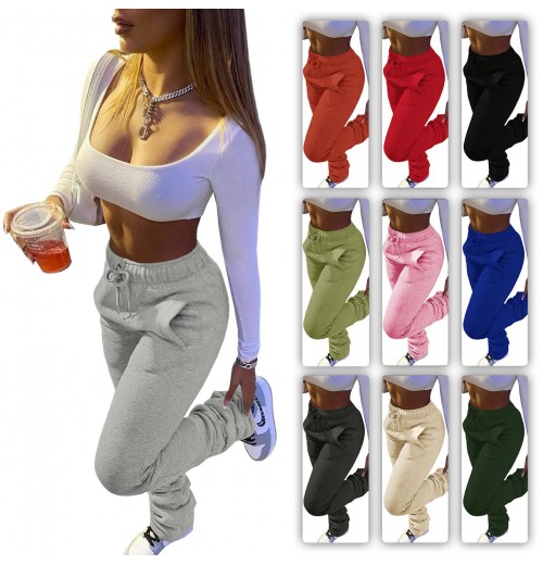 2022 Fall Winter Thick women's pants & trousers Drawstring stacked sweatpants blanket jogging Jogger High Waist Drawstring Sweat